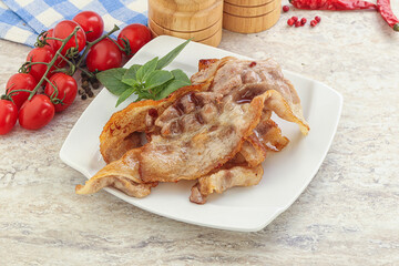 Fried pork bacon for breakfast