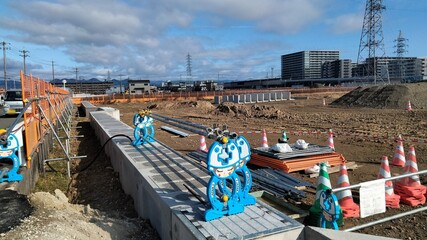 Land development using converted rice fields, Kyoto, Japan