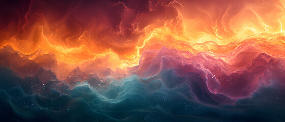 Abstract Painting of Colorful Clouds and Water