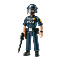 Obraz na płótnie Canvas Plastic toy figure Police isolated on transparent background
