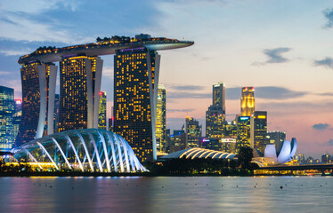 Singapore city Marina bay landmark view