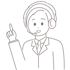 オペレーターの男性が指をさしているイラスト