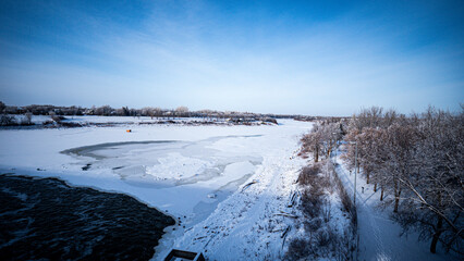 frozen lake in winter