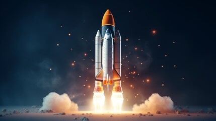 Obraz premium technology development process Space rocket launch.