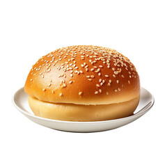 Burger Buns Set on a ceramic plate isolated on a transparent background
