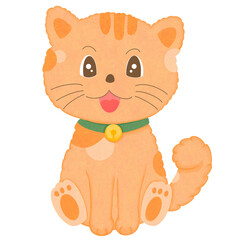 Cartoon cute orange polka dot cat.