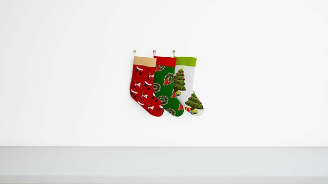 Stockings Different Designs Hanging Wall 2