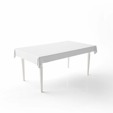 Empty Dining Table Mockup With White Cloth 2