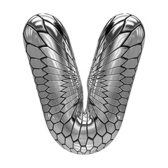 3d font silver . letter V