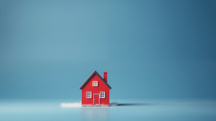 Fototapeta na wymiar Small House with Minimal Background. Generative AI.
