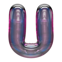 3d font glass bubble . Letter U