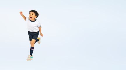 ジャンプする体操服を着た男の子（切り抜き背景透過PNGも販売しております。作成者リンクから「PNG」で検索してください）