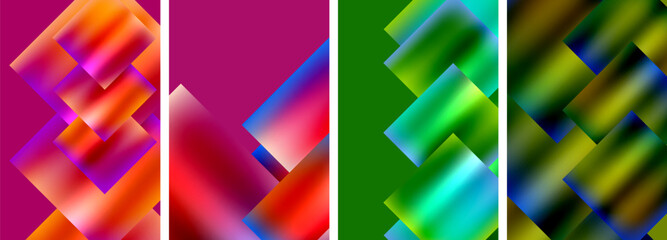 Colorful metal square abstract poster backgrounds