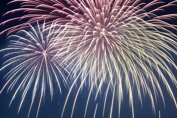 夜空に打ち上がる花火、お祝いイメージ、新年