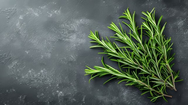Top view of natural rosemary With space available for copying or additional elements. This photo shows off the bright greenery. and is flexible for a variety of designs or presentations.