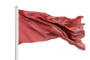 Vibrant red flag waving elegantly on a clear day. perfect for themes of pride or representation. bold and simple design. AI