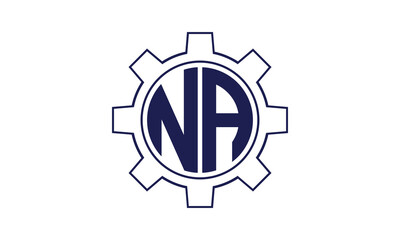 NA initial letter mechanical circle logo design vector template. industrial, engineering, servicing, word mark, letter mark, monogram, construction, business, company, corporate, commercial, geometric