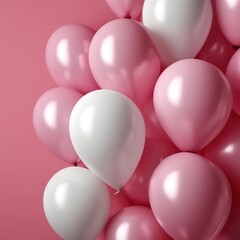 balloons on a pink background. holiday card template