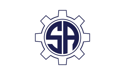 SA initial letter mechanical circle logo design vector template. industrial, engineering, servicing, word mark, letter mark, monogram, construction, business, company, corporate, commercial, geometric