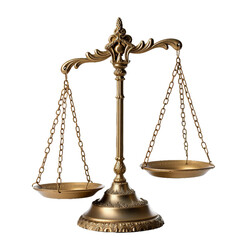 Scales of Justice, transparent background, isolated image, generative AI