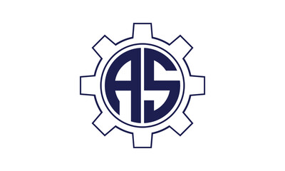 AS initial letter mechanical circle logo design vector template. industrial, engineering, servicing, word mark, letter mark, monogram, construction, business, company, corporate, commercial, geometric