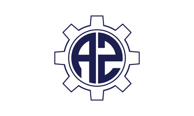 AZ initial letter mechanical circle logo design vector template. industrial, engineering, servicing, word mark, letter mark, monogram, construction, business, company, corporate, commercial, geometric