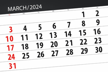 Calendar 2024, deadline, day, month, page, organizer, date, March