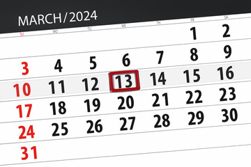 Calendar 2024, deadline, day, month, page, organizer, date, March, wednesday, number 13