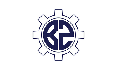 BZ initial letter mechanical circle logo design vector template. industrial, engineering, servicing, word mark, letter mark, monogram, construction, business, company, corporate, commercial, geometric
