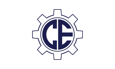 CE initial letter mechanical circle logo design vector template. industrial, engineering, servicing, word mark, letter mark, monogram, construction, business, company, corporate, commercial, geometric