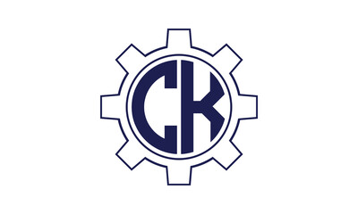 CK initial letter mechanical circle logo design vector template. industrial, engineering, servicing, word mark, letter mark, monogram, construction, business, company, corporate, commercial, geometric
