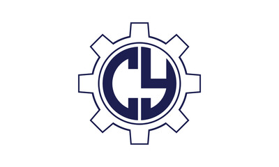CY initial letter mechanical circle logo design vector template. industrial, engineering, servicing, word mark, letter mark, monogram, construction, business, company, corporate, commercial, geometric