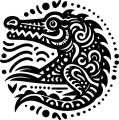 Crocodile in the style of mexican art