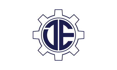 DE initial letter mechanical circle logo design vector template. industrial, engineering, servicing, word mark, letter mark, monogram, construction, business, company, corporate, commercial, geometric