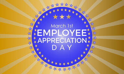 Employee Appreciation Day celebrated every year of March 1, Appreciation Vector banner, flyer, poster and social medial template design.