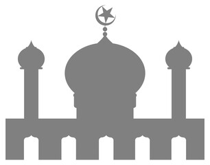 Mosque Silhouette, Flat Style. can use for Art Illustration, Decoration, Wallpaper, Background, Apps, Website, Logo Gram, Pictogram, Greeting Card or for Graphic Design Element. Format PNG