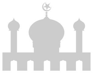 Mosque Silhouette, Flat Style. can use for Art Illustration, Decoration, Wallpaper, Background, Apps, Website, Logo Gram, Pictogram, Greeting Card or for Graphic Design Element. Format PNG