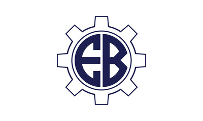 EB initial letter mechanical circle logo design vector template. industrial, engineering, servicing, word mark, letter mark, monogram, construction, business, company, corporate, commercial, geometric
