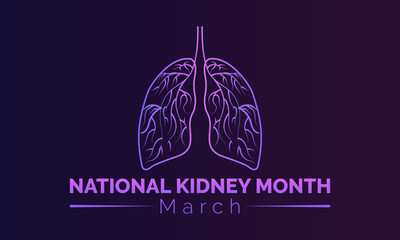 National Kidney Month Observed every year of March, Medical Awareness Vector banner, flyer, poster and social medial template design.