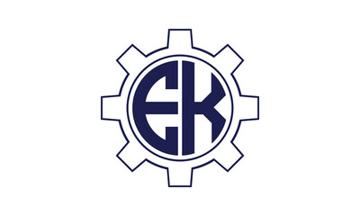 EK initial letter mechanical circle logo design vector template. industrial, engineering, servicing, word mark, letter mark, monogram, construction, business, company, corporate, commercial, geometric