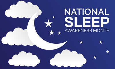National Sleep Awareness Month Observed every year of March, Mental Health Vector banner, flyer, poster and social medial template design.