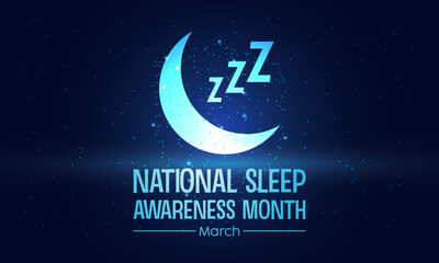 National Sleep Awareness Month Observed every year of March, Mental Health Vector banner, flyer, poster and social medial template design.