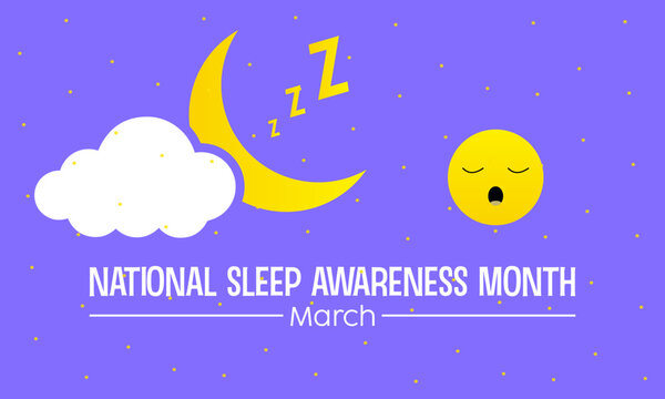 National Sleep Awareness Month Observed every year of March, Mental Health Vector banner, flyer, poster and social medial template design.