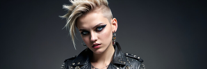 A Woman With a Punk Punk Haircut and Piercings