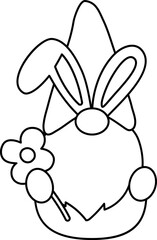Easter Gnome Outline vector.
easter gnome coloring page  vector.