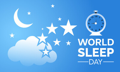 Fototapeta na wymiar World Sleep Day Observed every year of March 15th, Medical Health Awareness Vector banner, flyer, poster and social medial template design.