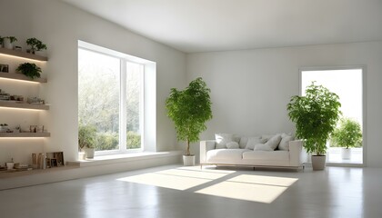 空の部屋。 光が差し込む。白い壁｜empty room. Light shines in. white wall. Generative AI