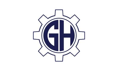 GH initial letter mechanical circle logo design vector template. industrial, engineering, servicing, word mark, letter mark, monogram, construction, business, company, corporate, commercial, geometric