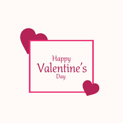 Happy Valentine's Day with a heart-shaped invitation card. Happy Valentine's Day vector illustration.