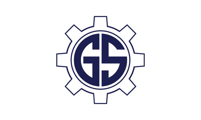 GS initial letter mechanical circle logo design vector template. industrial, engineering, servicing, word mark, letter mark, monogram, construction, business, company, corporate, commercial, geometric
